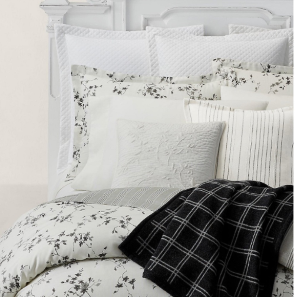 Munroe Duvet & Sham Collection - True Charcoal- Exclusive $470 NWT